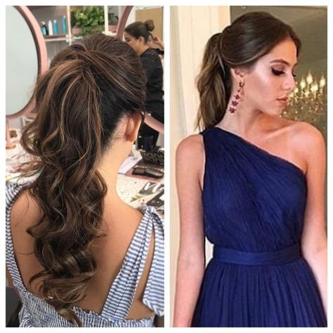 Of The Shoulder Dress Hairstyles, Wedding Hairstyles One Shoulder Dress, Medium Length Ponytail Ideas Wedding, Hair Styles For Long Dresses Gowns, Hairdo For Strapless Dress, Hairdo For One Shoulder Dress, Prom Hair For One Shoulder Dress, Convertible Hair Ideas, Hairstyle For One Shoulder Dress Formal