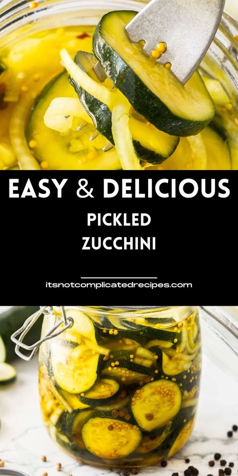 My Pickled Zucchini is a fantastic, easily made condiment that will elevate the flavour of many dishes, and with this recipe, I will show you how easy it is to make your own pickles at home. It is a great way to make use of some of summer’s bounty, especially when zucchini are often abundant. To the zucchini, we add a balanced mix of vinegar, sugar, and spices, producing a gently spicy, slightly sweet pickle which you will use in many ways. Easy Pickle Recipes Canning, Can You Pickle Zucchini, Pickled Zucchini Canning, Best Pickles Recipe, Pickle Zucchini Recipes, Pickled Zucchini Recipes Canning, Zucchini Relish Recipes Easy, Squash Pickles Recipes, Pickling Zucchini