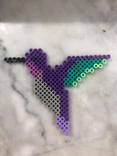 Small hummingbird - Perler beads Hummingbird Perler Beads, Hummingbird Perler Bead Patterns, Ocean Perler Bead Patterns, Bird Perler Bead Patterns, Perler Bead Bird, Outdoors Quotes, Tattoos Animals, Melt Beads Patterns, Easy Perler Bead Patterns