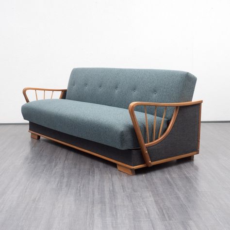 Two-toned 1950s cherrywood sofa Modern Sofa Design, Sofa Design Ideas, Sofas Vintage, Rustic Dining Room Table, 1950s Decor, Couches Living, Luxury Furniture Sofa, Wooden Sofa Set Designs, Wooden Sofa Designs