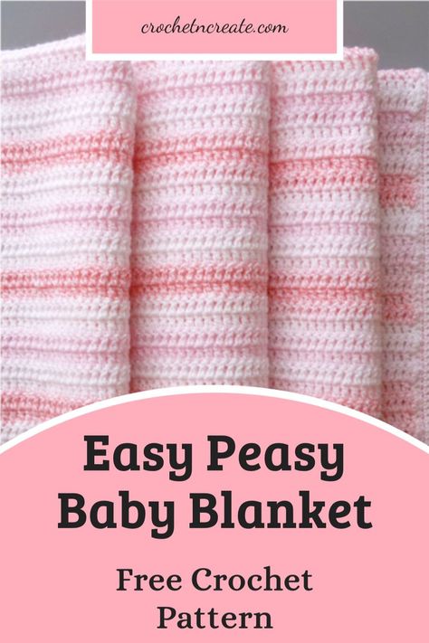 Easy Crochet Baby Blanket Free Pattern, Baby Blanket Crochet Pattern Easy, Crochet Baby Blanket Beginner, Free Baby Blanket Patterns, Baby Afghan Crochet Patterns, Crochet Baby Blanket Free Pattern, Easy Baby Blanket, Crochet Blanket Pattern Easy