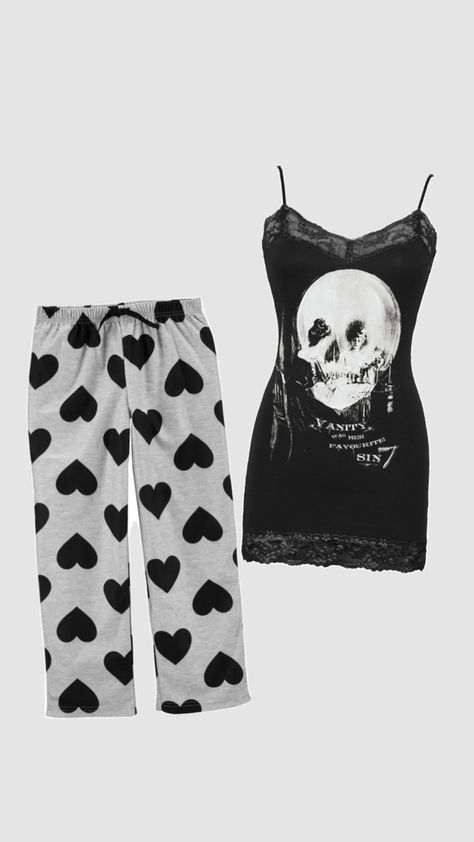 #emo Emo Pjs, Aesthetic Pajama, Character Info, Emo Fits, Emo Girl, Pajama Outfits, Cute Pajamas, Emo Girls, Alternative Fashion