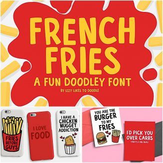 French Fries Font with Extras | Free download French Fries Logo Design, Kids Typography, Font Sets, Food Font, Doodle Font, Food Doodles, Calligraphy Lettering, Hand Drawn Lettering, Creative Fonts