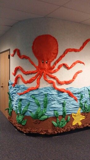 #Boon2014 - Octopus kindergarten hall decor Mystery Island Vbs, Vbs Shipwrecked, Ocean Vbs, Submerged Vbs, Shipwrecked Vbs, Decor Marin, Scuba Vbs, Mystery Island, Under The Sea Crafts