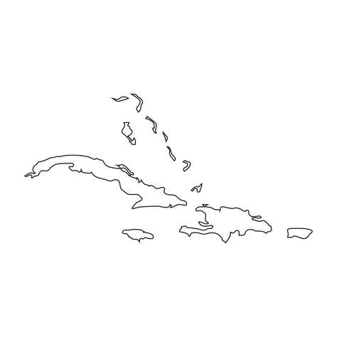 The Caribbean, Vector Art, White Background, Vector Free, For Free, Clip Art, Map, Drawings, White