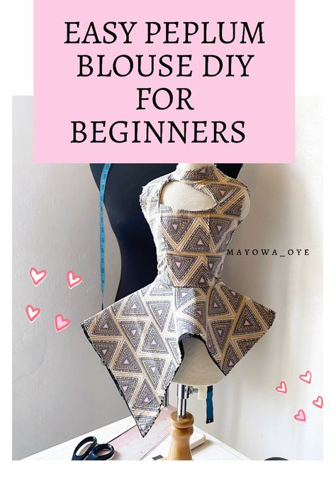 Easy peplum top diy for beginners Peplum Top Diy, Peplum Blouse Pattern, Peplum Dress Pattern, Peplum Top Pattern, Peplum Pattern, Peplum Top Outfits, Peplum Wrap Top, Diy For Beginners, Dress Quotes