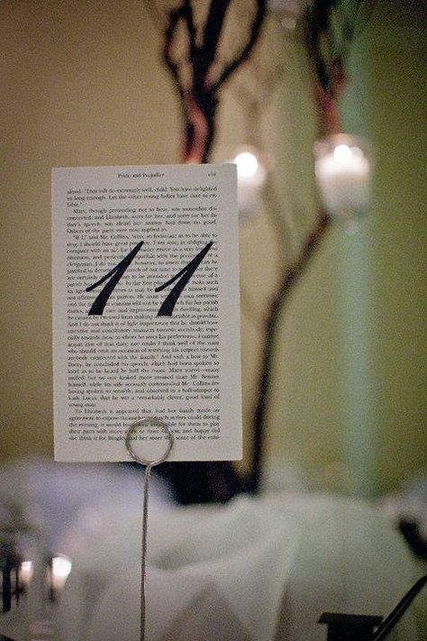 Bookish Wedding Table Decor, Book Table Number, Wedding Table Numbers Book, Book Table Numbers Wedding, Pride And Prejudice Wedding Theme, Wedding Table Numbers Books, Book Page Table Numbers, Chapter Table Numbers, Table Numbers Book Pages