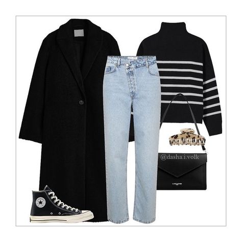 Black Pullover Outfit, Striped Shirt Outfit Hijab, Black Striped Shirt Outfit, White Jumper Outfit, White Striped Shirt Outfit, Stripped Outfit, Jumper Outfits, Black Coat Outfit, Striped Sweater Outfit