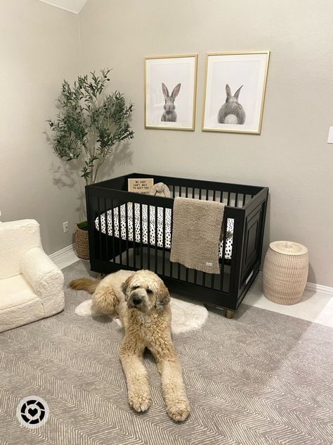 Black White Grey Brown Nursery, Black Crib Room Ideas, Taupe Baby Nursery, Black Accent Nursery, Nursery With Black Accents, Black And Beige Nursery, Black And Gray Nursery, Black And White Nursery Gender Neutral, Black And Gold Nursery