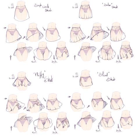 Skirt Reference, Karakter Sanrio, 인물 드로잉, Poses References, Drawing Clothes, Drawing Base, Drawing Tips, Manga Drawing, Drawing Techniques