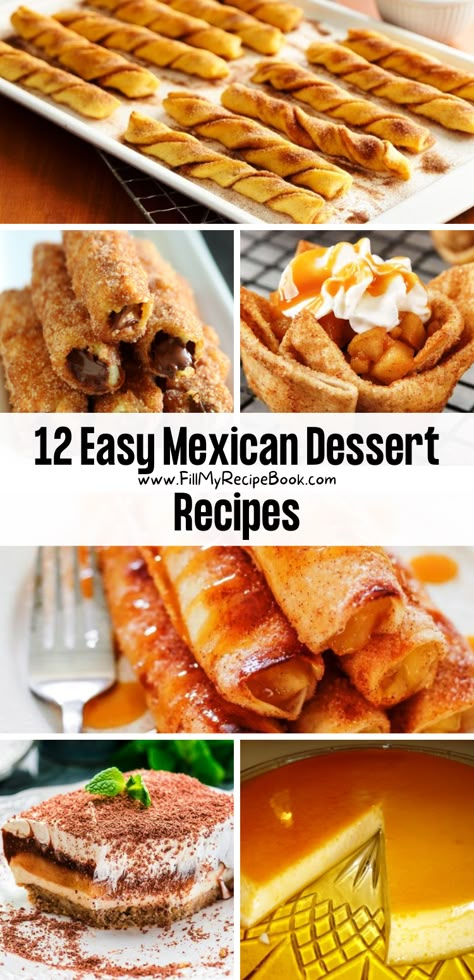 12 Easy Mexican Dessert Recipes - Fill My Recipe Book Croissants Breakfast, Recipes Aesthetic, Mexican Desserts, My Recipe Book, Easy Puff Pastry, Mexican Dessert Recipes, Mexican Dessert, Pastry Tart, Hispanic Food