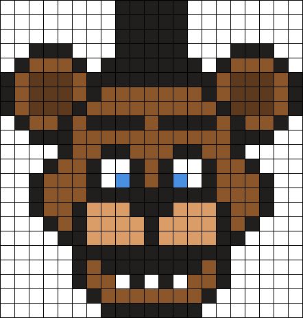 Freddy FNAF 21 X 22 Perler Bead Pattern | Bead Sprites | Characters Fuse Bead Patterns Freddy Drawings Easy, Easy Pixel Pattern, Pixel Fnaf Characters, Fnaf Fuse Beads, Dr Who Pixel Art, Perler Anime Pattern, Pixel Art Pattern For Crochet, Pixel Art Pattern Characters, Pixel Art Pattern Fnaf