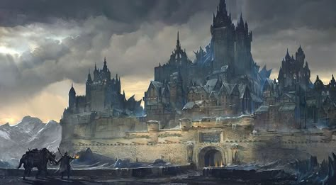 Beaux Arts Architecture, City Scapes, Heroic Fantasy, Fantasy City, Fantasy Castle, Fantasy Places, Fantasy Setting, Art Et Illustration, Landscape Scenery