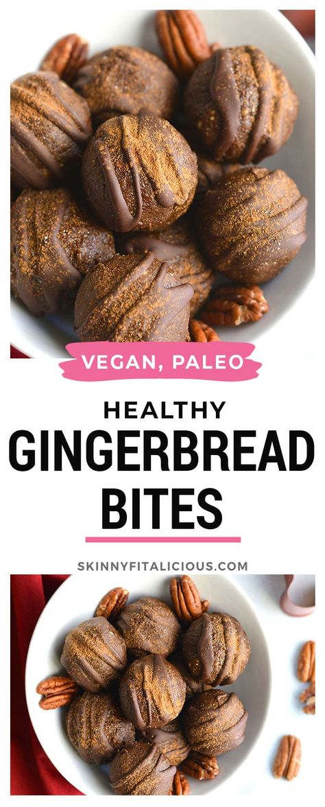 Gingerbread Bites, Paleo Gingerbread, Healthy Gingerbread, Snack Chocolate, No Bake Energy, Energy Bites Recipes, No Bake Energy Bites, Healthy Low Calorie Meals, Paleo Recipes Dessert