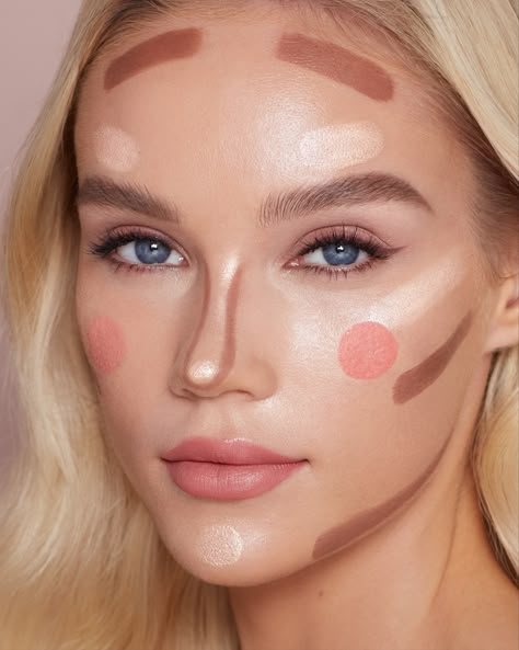 Blush For Beginners, Contour Makeup Steps, Charlotte Tilbury Looks, No Make Up Make Up Look, Blush Pumps, Liquid Contour, Charlotte Tilbury Pillow Talk, Blush Pillows, Cheek Contour