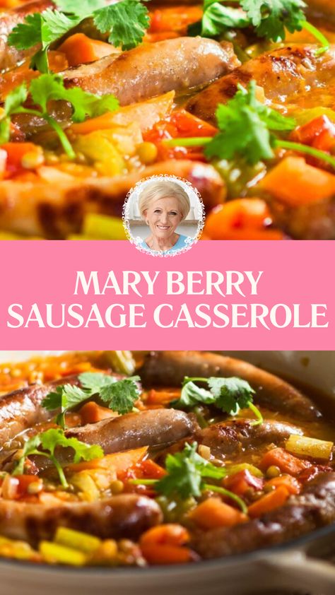 Mary Berry Sausage Casserole Mary Berry Cooks, Quick Cheap Dinners, Sausage Casserole Recipes, Chef Dishes, Foodie Lover, Pork Sausages, British Cooking, Mary Berry Recipe, British Recipes