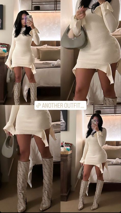 Date Night Outfit Ideas, Night Outfit Ideas, Mini Dress Outfits, Stylish Outfit, Dressy Outfits, Knit Mini Dress, Cute Simple Outfits, Teenage Fashion Outfits