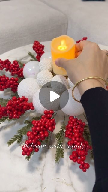 Sandy on Instagram: "Christmas centerpiece 

#diy #diydecor #diydecoration #christmas #christmasdecor #christmasdiy #centerpieces #centerpiecesideas #christmascenterpiece #candleholder #homedecor #homeimprovement #homedecoration #homeinterior #christmasinspiration" How To Make A Christmas Centerpiece Table Decorations, Snowman Centerpiece Ideas Diy Christmas, Christmas Craft Centerpieces, Diy Christmas Centerpieces For Round Table, Inexpensive Christmas Centerpieces Diy, Xmas Centerpiece Ideas Diy, Ornament Centerpieces Christmas, Diy Centerpieces Christmas, Simple Christmas Centerpieces Diy