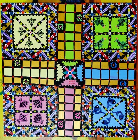 Hand-painted Madhubani Ludo board game.... Artist Sowmya Srinivasan Ludo Board Game, Ludo Board, Board Games, Hand Painted, Paintings, Art