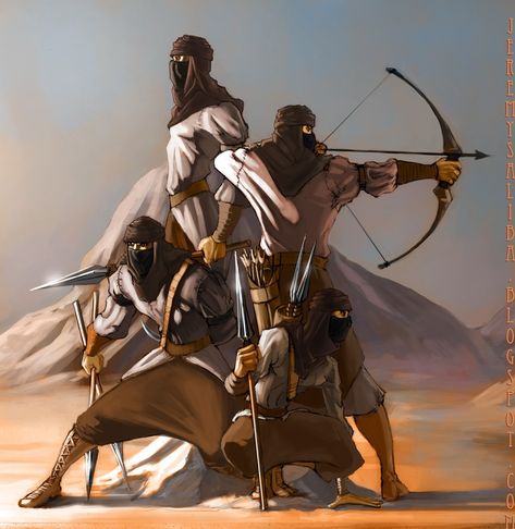 Desert Bandits Islamic Wars, Arabian Warrior, Wheel Of Time Books, Heroic Fantasy, Bow And Arrow, Time Art, Fantasy Warrior, Khalid, Arte Fantasy