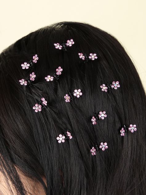 Pink Casual   Zinc Alloy  Small Hair Claw Embellished   Women Accessories Hair Clips Aesthetic, Small Hair Claw, Small Hair Clips, Chubby Fashion, Hair Claws, Rhinestone Decor, Latest Hairstyles, Fantasy Jewelry, Curvy Outfits