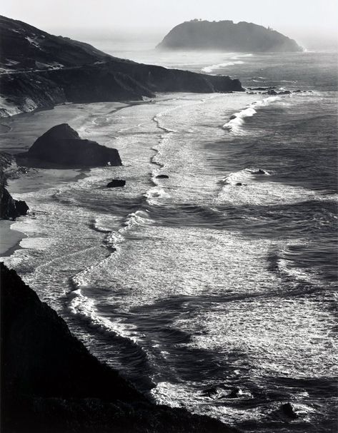 “Ansel Adams, Storm, Point Sur, Monterey Coast, California, 1942 ” Ansel Adams Prints, Straight Photography, View Finder, Ib Art, August Sander, Alberto Giacometti, Black And White Landscape, Black And White Photograph, Foto Tips