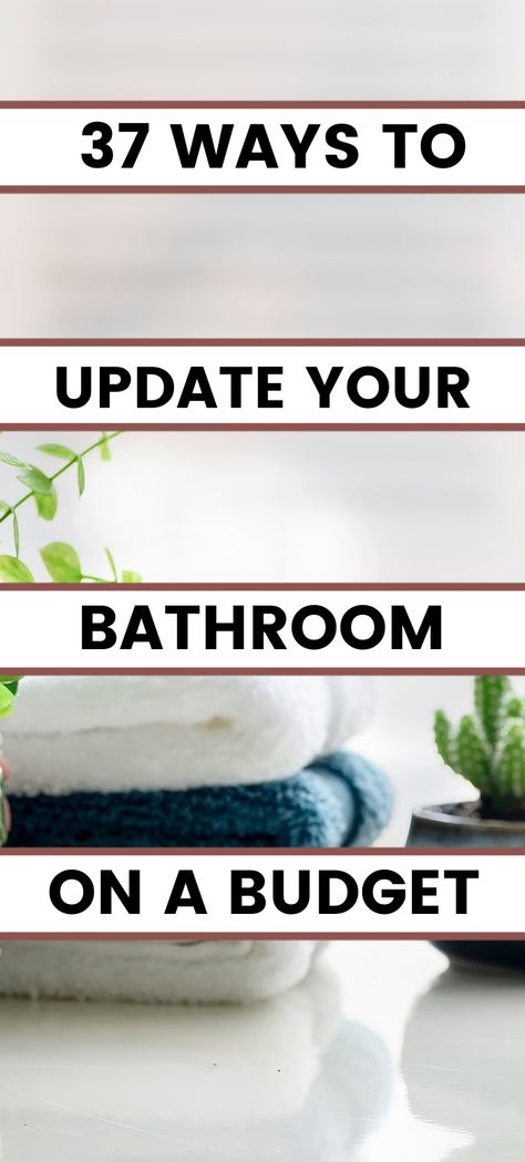 How to update your bathroom on a budget! Simple bathroom diy decor ideas for small bathrooms, apartments or master bath. Affordable, on a budget diy bathroom improvements. Bathroom hacks for shelves, vanities, counter tops, organization and storage. #diyhomedecor #diyhomeimprovement #bathroomhacks Small Bathroom Ideas On A Budget Apartment Decor Master Bath, Bathroom Functional Decor, Bathroom Ornaments Ideas, Bathroom Curtain Ideas Window Bath, Above Bathtub Decor, Bathroom Diy Decor, Tiles Aesthetic, Big Bathtub, Bathroom On A Budget