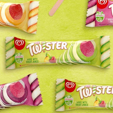 World Brand Design Society on Instagram: “⠀ Sunhouse Creative @sunhousecreative - Twister Ice Lollies . worldbranddesign.com/submit/ ⠀ . ⠀ #icecream #frozenfood #art #design…” Twister Ice Cream, Twister Ice Lolly, Fruity Ice Cream, Fun Halloween Treats, Ice Lollies, Cupcake Decor, Ice Cream Pops, Frozen Foods, Ice Lolly