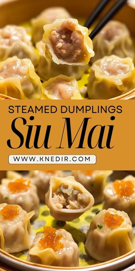 Siu Mai (Shumai) are delicious Chinese steamed dumplings filled with a savory pork and shrimp mixture! 🥟🦐 These bite-sized treats are perfect for dim sum, appetizers, or a fun snack. Easy to make at home and full of authentic flavor, these dumplings are sure to impress.  📌 Pin this recipe to create authentic and flavorful Siu Mai (Shumai) dumplings for your next meal! #SiuMai #Shumai #SteamedDumplings #ChineseFood #DimSum #AppetizerRecipes Pork And Shrimp Shumai Recipe, Pork Dumpling Filling Recipe, Shumai Dumplings, Dimsum Recipes, Chinese Steamed Dumplings, Shrimp Shumai, Pork And Shrimp, Siu Mai, Snack Easy