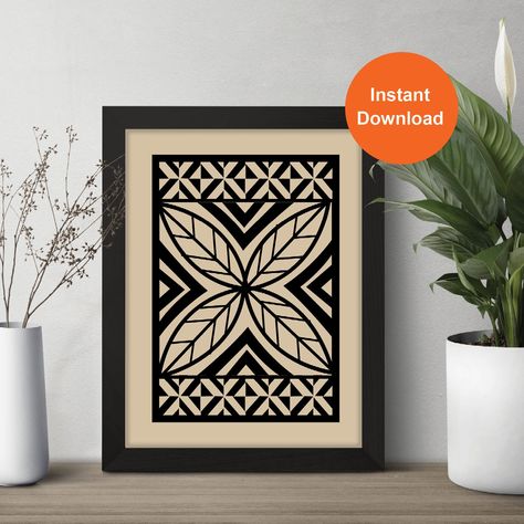 Modern Tapa Inspired | Home Decoration, Wall Handing, Signs, Gift | Fijian Art | Polynesian Art | Samoan Art Samoan Art, Polynesian Art, Fiji Islands, Decoration Wall, Inspired Homes, Home Decoration, Picture Frames, Black And Brown, Printed Items