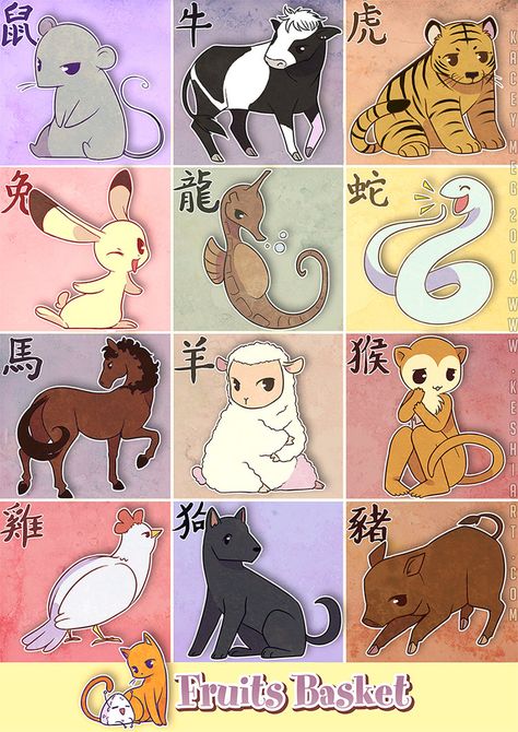 Fruits Basket Zodiac by KaceyMeg Fruits Basket Zodiac, Fruits Basket Manga, Zodiac Characters, Anime Zodiac, Fruits Basket Anime, Fruits Basket, Anime Princess, Chinese Zodiac, Fruit Basket