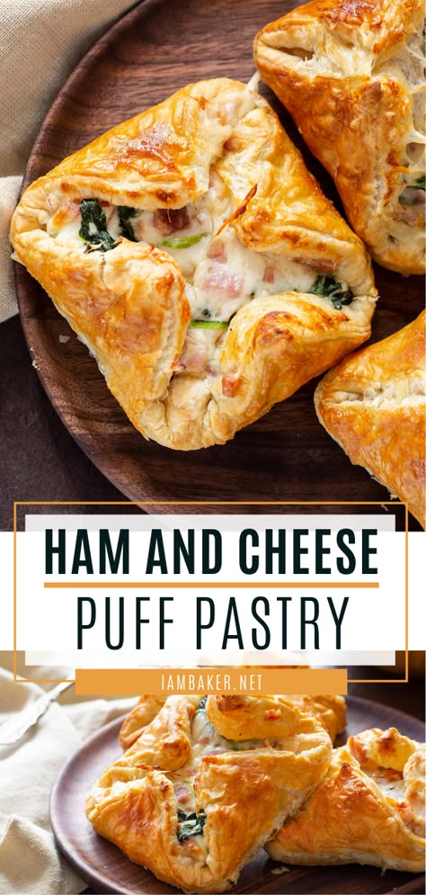 Ham And Cheese Puff Pastry, Puff Pastry Recipes Dinner, Puff Pastry Recipes Savory, Pastry Puff, Cheese Puff, Cheese Puff Pastry, Leftover Ham Recipes, I Am Baker, Easter Dinner Recipes