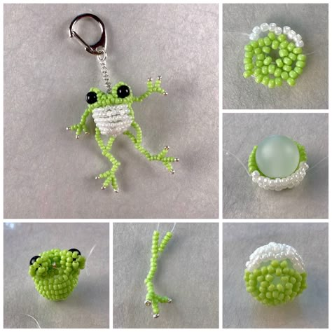 Seed bead jewelry making Seed Bead Keychains, Beads Animals, Frog Keychain, Bead Jewelry Patterns, Seed Bead Projects, Bead Animals, Seed Bead Jewelry Patterns, Seed Bead Crafts, Pony Bead Patterns