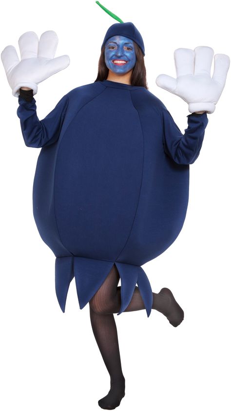 Blueberry Adult Costume Blueberry Halloween Costume, Blueberry Outfit, Blueberry Costume, Violet Willy Wonka, Blueberry Party, Fire Clothing, Fruit Clothes, Fruit Funny, Willy Wonka Costume