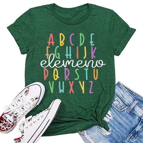 PRICES MAY VARY. [Features]: Alphabet Student and Teacher T-shirt, ABC Alphabet Elemeno Shirt For Teachers, Back to School Shirt , Kindergarten Teacher Shirt, Teacher Gifts Tee, Casual Summer Graphic T-shirt, Casual Spring Graphic T-shirt,Casual Fall Graphic T-shirt, Student Gift Tops, Teacher Tee Tops Blouse, Short Sleeve T-Shirt, O-Neck. [Description]: It was a nice gift, buy It for yourself or gift it for your teacher, friend, child to show your deep love for her. [Material]: Breathable fabri Graphic Design Teacher, Top Teacher Gifts, Kindergarten Teacher Gifts, Teacher Fits, Kindergarten Teacher Shirts, Abc Alphabet, Theme Classroom, Kindergarten Teacher, Tshirt Ideas