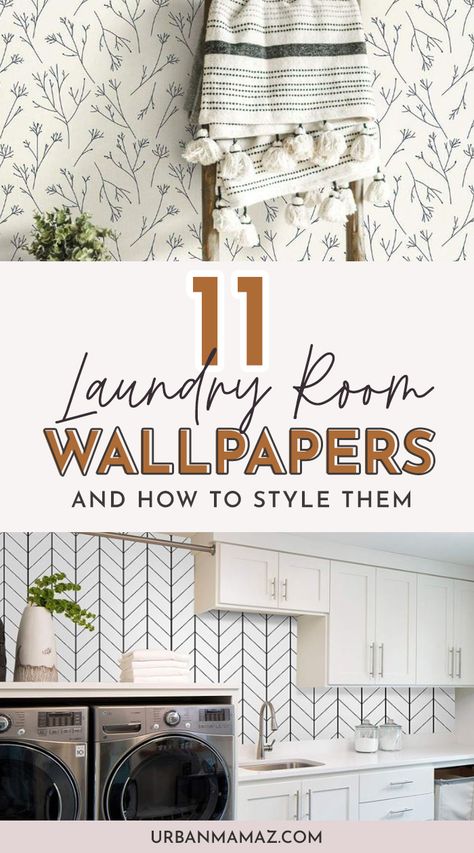 Best Laundry Room Wallpapers Modern Wallpaper Laundry Room, Laundry Room With Peel And Stick Wallpaper, Beadboard Wallpaper Laundry Room, Joanna Gaines Wallpaper Accent Wall, Bold Wallpaper Laundry Room, Farmhouse Kitchen Wallpaper Ideas, Small Laundry Room Accent Wall, How To Use Wallpaper Accent Walls, Beige Laundry Room Ideas