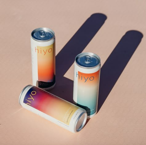 Hiyo is a mood-boosting alcohol alternative mindfully crafted with organic adaptogens, natural nootropics, and functional botanicals. Paint Package Design, Ready To Drink Packaging, Non Alcoholic Adaptogen Drinks, Minimal Drink Packaging, Alcoholic Drink Package Design, Organic Drink Packaging, Ocean Sparkle, Gradation Color, River Wallpaper