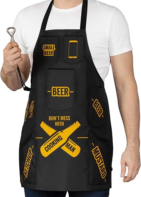 Froster Man Cooking Apron, BBQ Apron with Pockets, including 4 beer pockets, Kitchen Apron for Men Hong Kong Waffle, Apron For Men, Man Cooking, Uk Garden, Grill Set, Bbq Apron, Budget Friendly Decor, Gardening Outfit, Aprons For Men