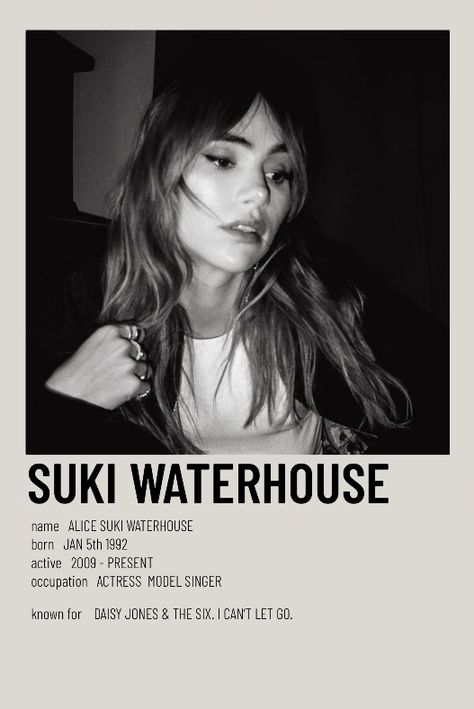 Suki Waterhouse Poster, Suki Waterhouse Aesthetic, Minimalist Polaroid Poster, Jingle Jangle, I Cant Let Go, Polaroid Posters, The Kooks, Brown Hair Looks, Polaroid Poster