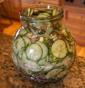 Refrigerator Cucumbers, Refrigerator Pickles, Cucumber Recipes Salad, Pickled Veggies, Cucumber Recipes, Pickled Vegetables, Pickling Recipes, Cucumber Salad, Veggie Dishes