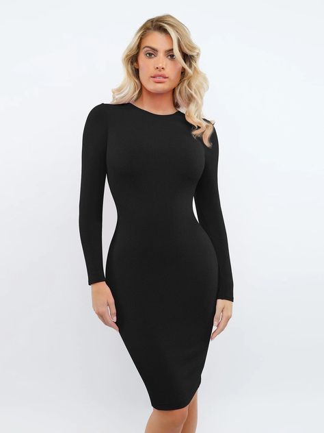 Bodycon Gown, Shapewear Dress, Modal Fabric, Lounge Dress, Sleeve Midi Dress, Long Sleeve Midi, Long Sleeve Midi Dress, Dress Suits, Black Midi Dress