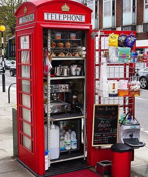 Kape Barako, Hampstead High Street [Camden] Coffee Shots, London Coffee Shop, Cafe Space, Espresso Love, London Coffee, Red Telephone Box, Coffee Bar Design, Stall Design, Coffee Box