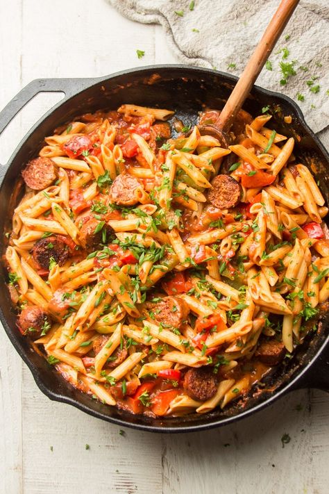 Easy Cajun Pasta, Vegan Cajun Recipes, Vegan Cajun Pasta, Vegan Cajun, Easy Cajun, Vegan Pasta Dish, Vegan Entrees, Pastas Recipes, Sausage Peppers