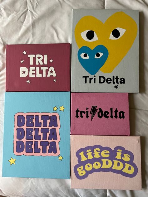 Sorority Canvas Tri Delta, Tri Delta Painting Ideas, Tri Delta Canvas Painting, Tri Delta Painting, Delta Delta Delta Canvas, Tri Delta Graphics, Tri Delta Canvas, Delta Zeta Canvas, Sorority Canvas Art