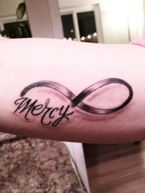 #tattoo #infinite #mercy Mercy Tattoo Words, Infinite Seer Mercy, Act Justly Love Mercy Walk Humbly Tattoo, Mercy Tattoo, A Severe Mercy, Pinterest Tattoos, Mercy Triumphs Over Judgement, Grace And Mercy, Infinity Tattoo