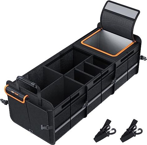 The exterior layer of this trunk organizer is constructed of 600D water-resistant Oxford polyester which can withstand the heavy use and easy to clean. The inner layer is built with 2.5mm PE boards instead of cardboards to provide long-lasting durability even after soaking. Additional baseboards are also provided to make the trunk organizer stay sharp while in use. Vehicle Organizers, Pe Board, Car Boot Organiser, Cargo Organizer, Car Trunk Storage, Trunk Organizer, Car Storage Box, Úložný Box, Car Trunk Organization