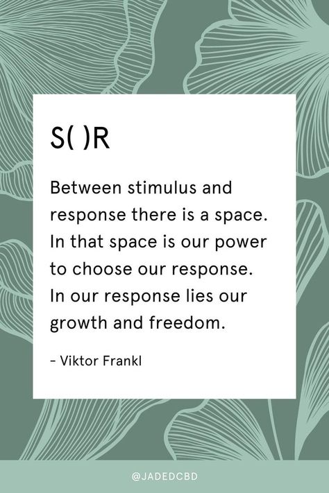 Quote from Victor Frakl, Auschwitz Survivor. 

Between stimulus and response there is a space. In that space is our power to choose our response. In our response lies our growth and freedom. Stimulus And Response, Viktor Frankl Quotes, Student Motivational Quotes, Space Quotes, Daily Mantras, Viktor Frankl, Self Work, Daily Mantra, Words To Inspire