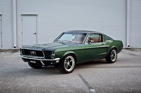 This is Revology Cars’ production unint #20, and our first 1968 Revology Mustang 2+2 Fastback, in Highland Green with Ferrari Cuoio leather.  This car features the 435HP Coyote 5.0L Ford Coyote V8 engine and Ford 6R80 electronically controlled 6-speed automatic transmission with newly designed Revology console, V45 wheels, German square weave carpet, 7” touch screen with reverse camera, and more! 1968 Mustang Gt, Green Mustang, 68 Ford Mustang, Ford Mustang 1968, 1968 Ford Mustang Fastback, 68 Mustang, Gt Mustang, Ford Mustang 1967, Ford Mustang Classic