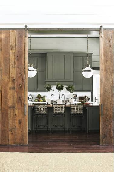 Ideas in abundance as Southern Living design showcase opens in Nashville | Times Free Press Green Grey Paint, Pewter Green, Southern Farmhouse, Life On Virginia Street, Green Dining Room, Green Kitchen Cabinets, Paint Color Inspiration, Green Paint Colors, Green Cabinets