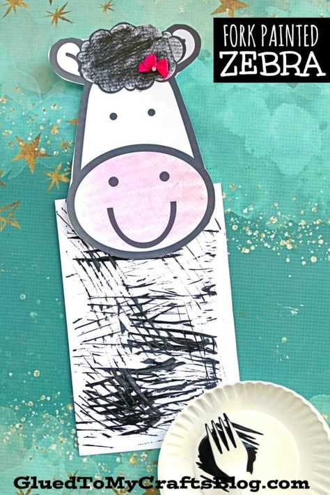 Fork Painted Zebra Craft Idea For Kids Zoo Activities Preschool, Zebra Craft, Safari Crafts, Safari Activities, Zebra Painting, Art Activities For Toddlers, Daycare Crafts, Facts For Kids, Kid Craft